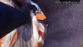 Alpha wolf devours tasty she-wolf in wild life furry adventure