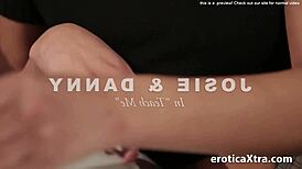 Josie enjoys gentle foreplay with brunette