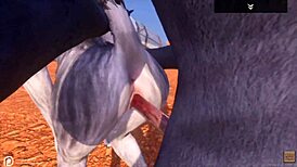 Alpha wolf devours tasty she-wolf in wild life furry adventure