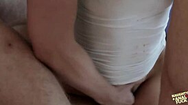 Two Rowdy Neighbors Slam Brunette Slut with Hard Anal Pounding