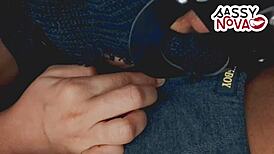 Hot teen college girl teases with deep blowjob and handjob on big cock