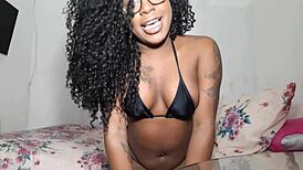 Ebony Teen Babe Orgasms Intensely in Masturbation