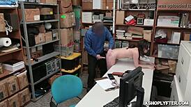 Dark Haired Teen 18+ Gets Doggystyle Fuck By The LP Officer At Work! Missionary And Ass Pounding In Shop With Heels On.
