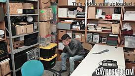 Hey, handsome gay caught stealing, forced to suck BBC hard! 😈