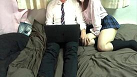 Watching Naughty Videos With Girlfriend Turns Into Horny Asian Couple's Intense Daily Sex