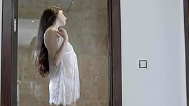 Stepbro devours Anya Krey’s young pussy, licking until she cums hard on his tongue.