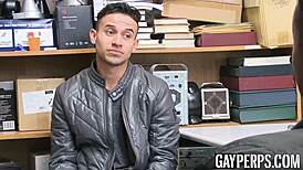 Hey, handsome gay caught stealing, forced to suck BBC hard! 😈