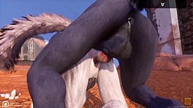 Alpha wolf devours tasty she-wolf in wild life furry adventure