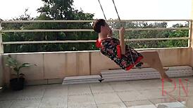 depraved housewife swings without panties under umbrella full video