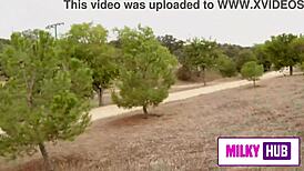 Pretty Argentine shows off her natural big tits and ass