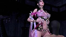 cute asian cosplay girl cheats with huge dick in 3d