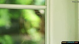 big tits teen gets wildly fucked outdoors in close-up missionary