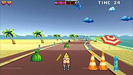 Roller babe gets rough creampie at beach