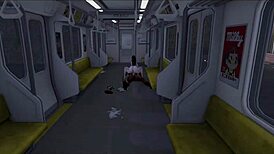 busty woman surprised on train