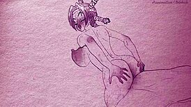 animation on paper with pens and pencils featuring hentai anime hunter x hunter menchi in cartoon porn 2d sex