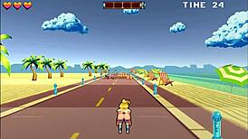 Roller babe gets rough creampie at beach