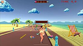 Roller babe gets rough creampie at beach