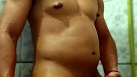 He Jerks Off Hot in the Steamy Bathroom