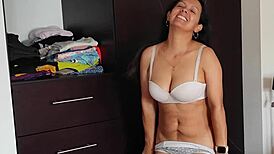 Close-Up Preview of Dancing Surprise Visitor with Natural Tits Outdoor