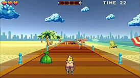 Roller babe gets rough creampie at beach