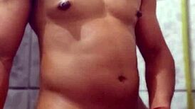 He Jerks Off Hot in the Steamy Bathroom