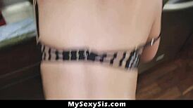 Blindfolded stepsis Kenzie Green rides BF, discovers brother's bigger cock