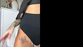 Hot Babe in Lingerie and Leather Compilation