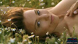 czech milf anetta keys rips clothes for outdoor striptease, revealing her shaved small tits