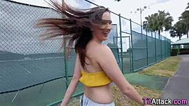 Buxom babe enjoys titty fuck and fingering before getting a facial cumshot 😍