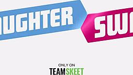 Stepdaughters Tease in Bunny Lingerie for Taboo Orgy