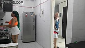 my house employee enjoys sucking my cock while masturbating her pussy.