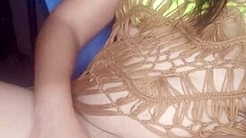 Enjoying delicious pleasure with my carrot in outdoor muff diving fun!