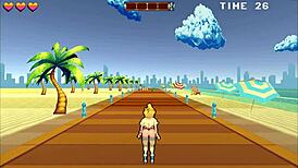 Roller babe gets rough creampie at beach