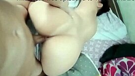 I enter the stepmother's room and see her naked in the stepfather's bed, recording her sucking my cock for a homemade video.