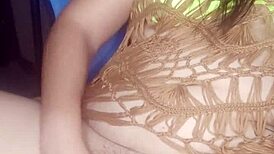 Enjoying delicious pleasure with my carrot in outdoor muff diving fun!