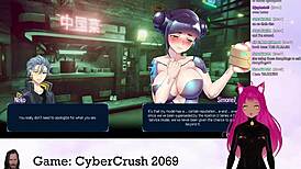 Vtuber Lewdneko Plays Cybercrush 2069 With Big Tits