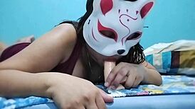 i wet-haired filipina chubby girl suckin dildo in maroon dress, teasin with fat toys and blowjob fantasy