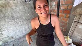 Overwhelmed With Desire, I Propose Steamy Blowjob And Sex To Neighbor While Washing Clothes