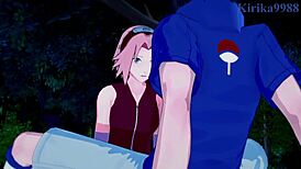 sakura haruno and naruko uzumaki with sasuke uchiha in intense hentai sex.