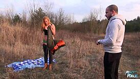 Redhead Beauty Tricked to Fuck Outdoor with Stranger