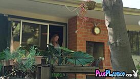 busty redhead teen maya kendrick poses in garden showing hot body 😘