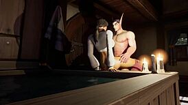Bath time fun in warcraft parody deepthroat!