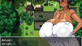 Tanned Girl Natsuki in Hentai Game Ep 11, Village Chief Sneaks a Peek While She Changes Publicly!