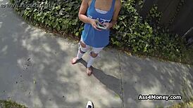 Watch this icy blonde teen get fucked in the back alley?