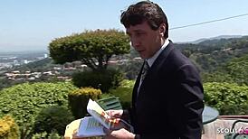 blonde teen sindee shay lures older guy with massive shaft for rough play