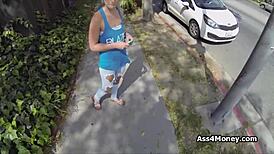 Watch this icy blonde teen get fucked in the back alley?