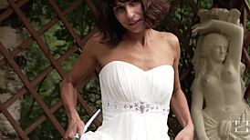 Cute Brunette Bride Gets Fucked Before Wedding, Cum in Mouth and Squirting Orgasm