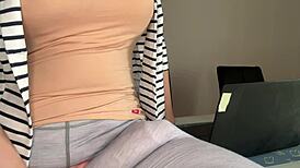 Stepmother Made Huge Cum When Caught by Stepson in Close-Up. Big Natural Tits Exposed!