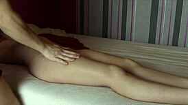 Multiple shaking female orgasms triggered by an insolent masseur's touch