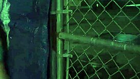 Teen bound outdoors for rough dildo play